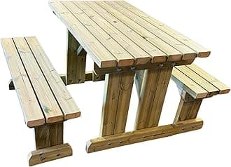 – MG Timber Heavy Duty 6FT Wooden Picnic Table and Benches Set - Rounded Corners