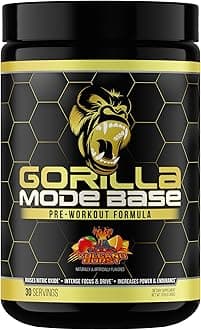 Gorilla MindBase Pre Workout - Raises Nitric Oxide Intense Focus & Drive Endurance Power - L-Citrulline, L-Tyrosine, Betaine, Alpha-GPC, Caffeine, Huperzine A - 360 Grams (Volcano Burst)