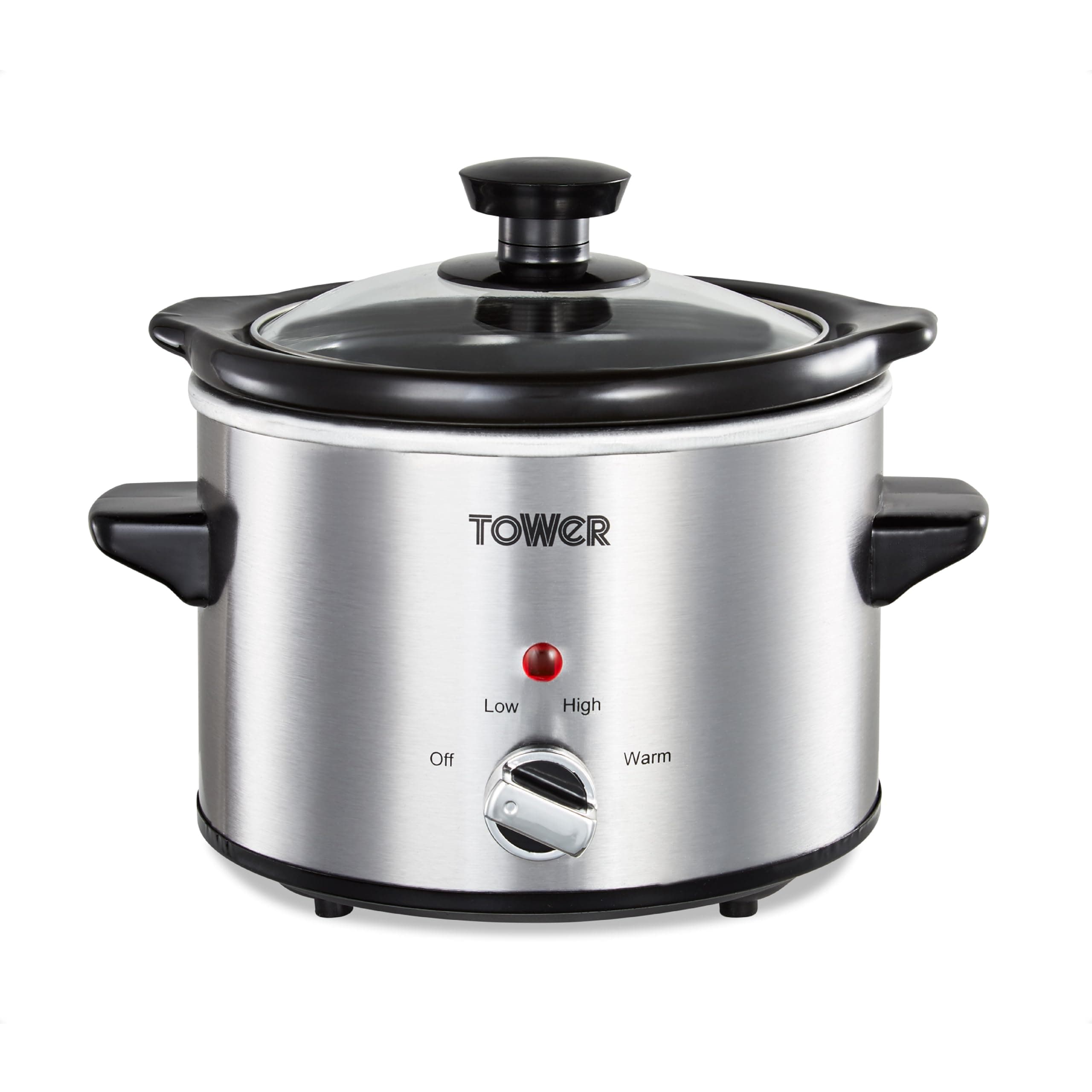 Tower T16020 Infinity Compact Slow Cooker with Keep Warm Function, 1.5L, 120W, Stainless Steel