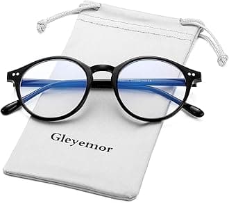 Gleyemor Round Blue Light Glasses for Men Women, Non-Prescription Clear Glasses Frames