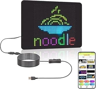 Leadleds5V USB Programmable LED Sign 23 x 18.6 cm, Flexible Display Message Board Scrolling LED Car Sign, Bluetooth App, Custom Text Pattern Animation, Graffiti