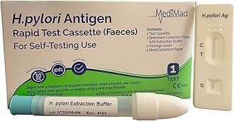 Stomach Ulcer Test – Helicobacter H. Pylori Home Faecal Test Kit – 1 Rapid Stool Antigen Test – 10‑Minute Results – Non‑Invasive H. Pylori Detection for Gastritis & Ulcer Symptoms
