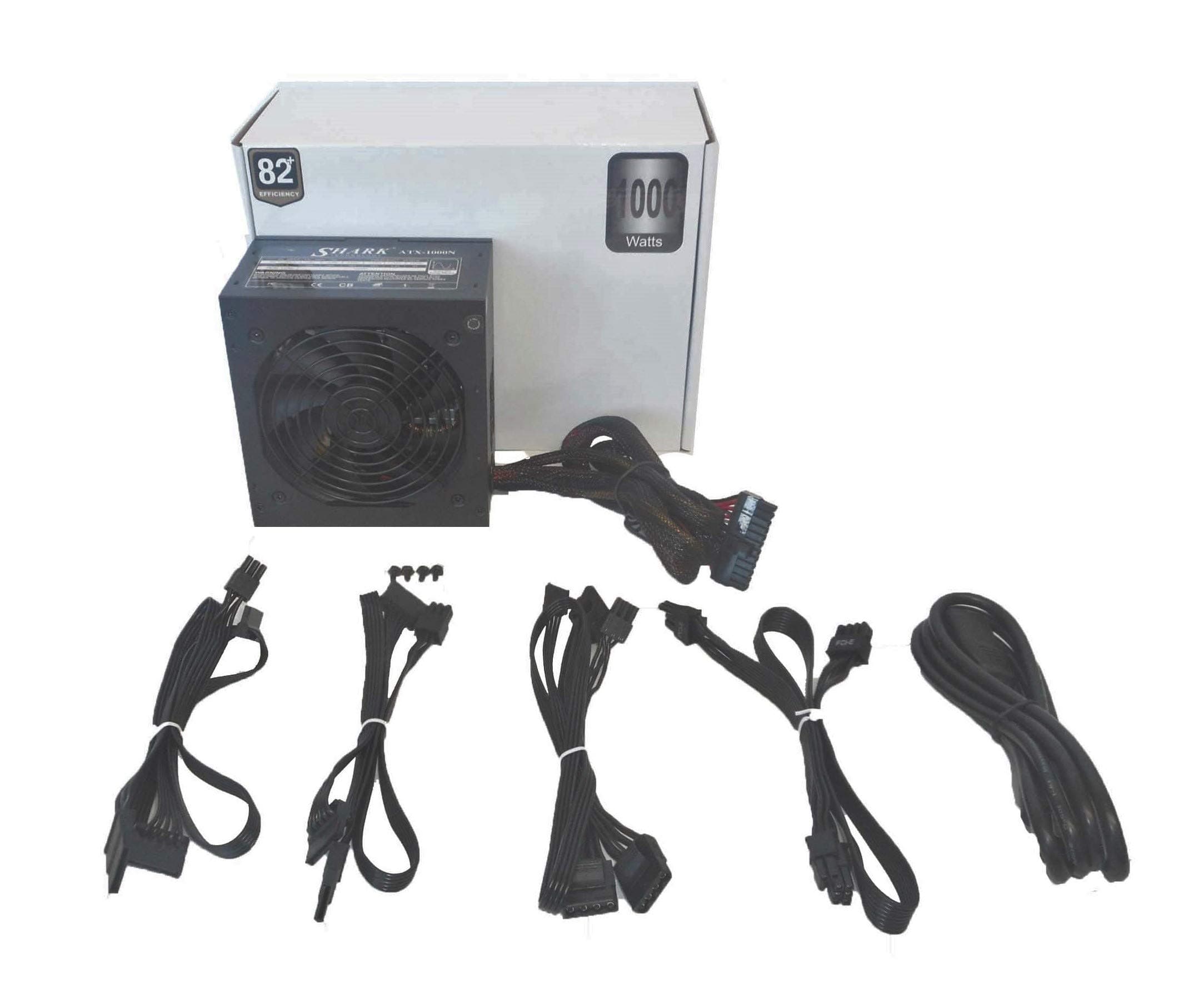 SHARK TECHNOLOGY® 1000-Watt Modular 80plus Efficient Active PFC Quiet 120mm Fan ATX 12V Power Supply, Compatible with Intel Core i3, i5, i7 and AMD FX-series A6 6-core, 8-core, Ryzen Desktop Gaming PC System