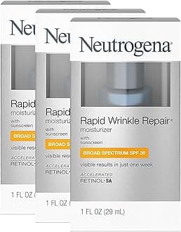 NeutrogenaRapid Wrinkle Repair Daily Face Moisturizer with SPF 30 & Hyaluronic Acid, 1 Fl. Oz. 3 Pack