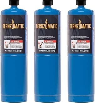 Bernzomatic Standard Propane Fuel Cylinder, Portable and Versatile for Torches, Camping Stoves, Grilling, Soldering, and Outdoor Cooking (3 Pack)