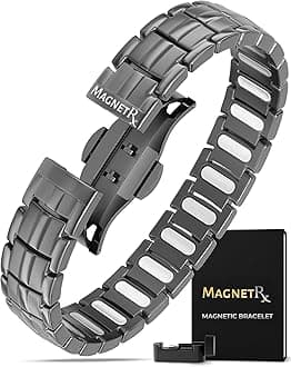 MagnetRX Magnetic Bracelets for Men - EllipseMAX 5X Strength 5,000 Gauss Magnets - Designed in USA & Patent Pending - Premium Titanium Mens Magnetic Bracelet & Adjustable Length (Gunmetal)