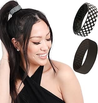 Medium PONY-O for Fine to Normal Hair or Slightly Thick Hair - PONY-O Revolutionary Hair Tie Alternative Ponytail Holders - 2 Pack Polka Dot and Black Original Patented Hair Styling Accessories