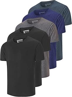5 Pack Men's Dry Fit T Shirts Athletic Running Gym Workout Short Sleeve Tee Shirts for Men