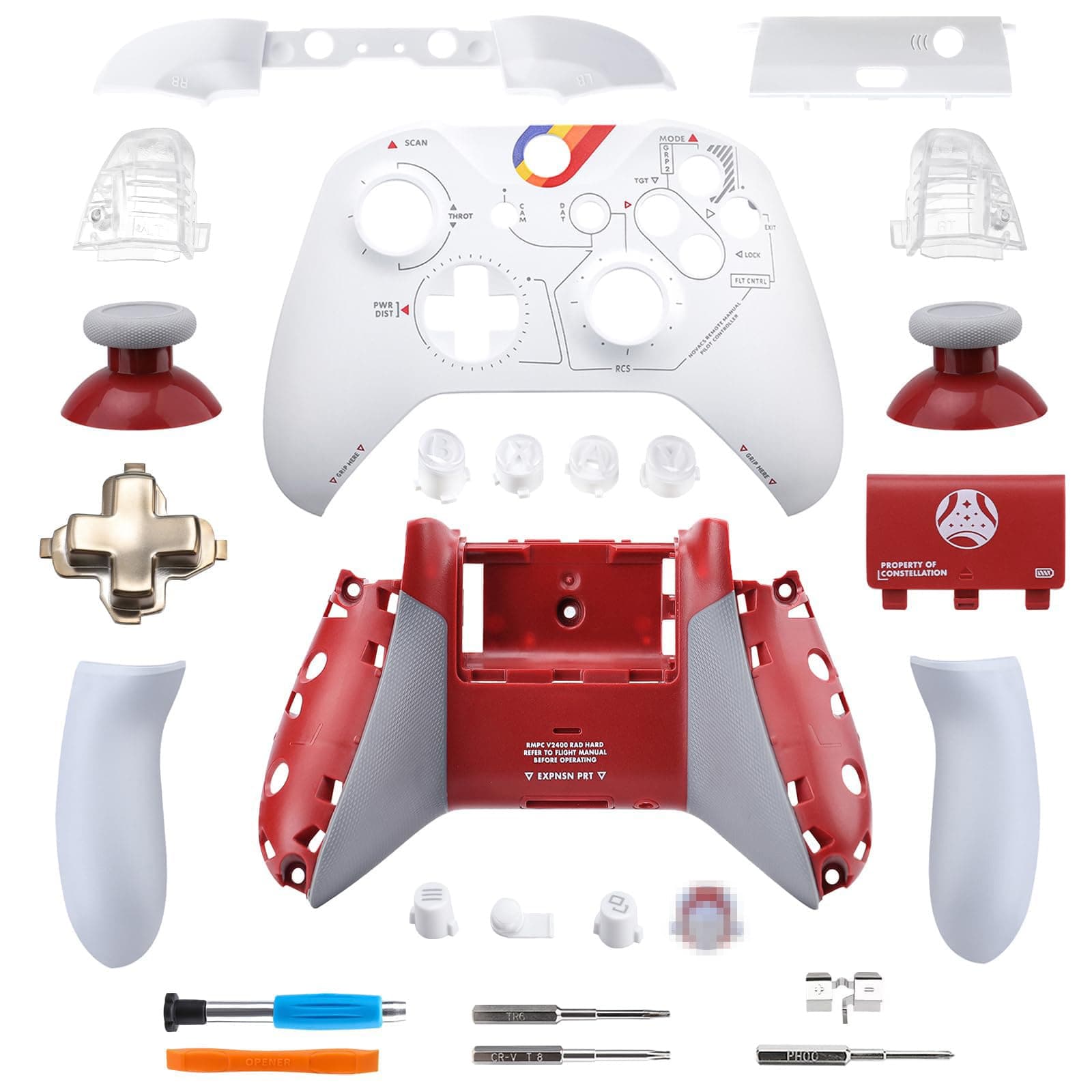 VANPARK Housing Shell Set Replacement, Front Case Cover Backplate Only Compatible with Xbox One S/X Controller(Model 1708)(Controller is NOT Included)