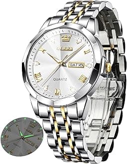 OLEVS Ladies Luxury Gold Silver Stainless Steel Quartz Watch Waterproof Date