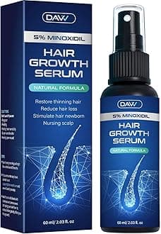 Hair Growth Serum with 5% Minoxidil, 2 fl oz, Hair Thickening Treatment for Men and Women - 60mL