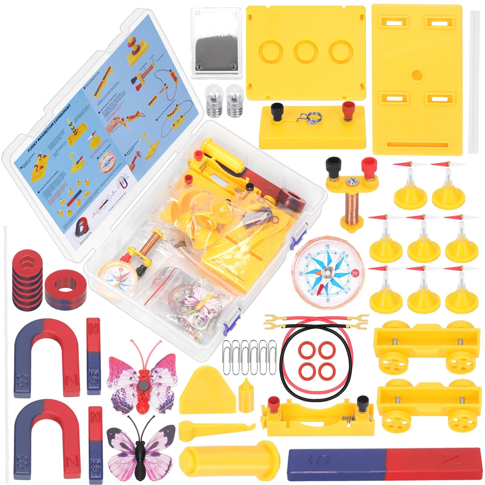 53Pcs Science Magnet Kit - Physics Electromagnet Experiment Set - Educational Lab Tools for School Students