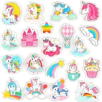 20 PCS Unicorn Thick Gel Clings Unicorn Rainbow Window Gel Clings Decals Stickers for Kids Toddlers and Adults Home Airplane Classroom Nursery Party Supplies Decorations Removable and Reusable
