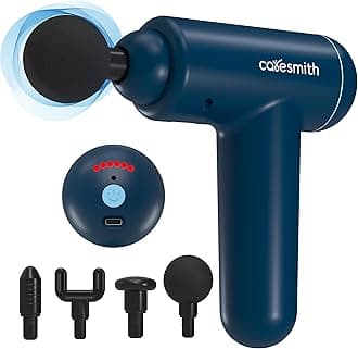 Charge Boost X Massage Gun (Dark Blue) | True Percussion Large Torque motor | 3200 strokes per min | 4 Heads | Deep tissue percussion body massager machine for pain relief