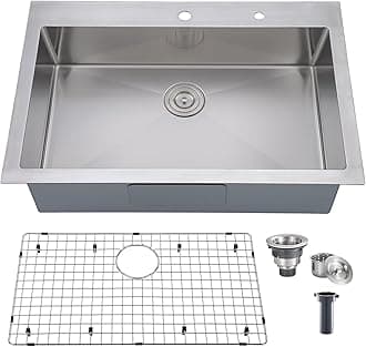 ComllenKitchen Sink 33x22, Drop In Stainless Steel Sinks, Topmount Stainless Steel Single Bowl