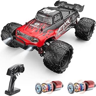 DEERC Remote Control Car Off-Road Double Motor 4WD High Speed 30km/h 1/16 Scale Electric RC Car RTR All-Terrain 2.4GHz Racing Anti-Vibration Present Gift for Kids and Adults Birthday Present for Boys