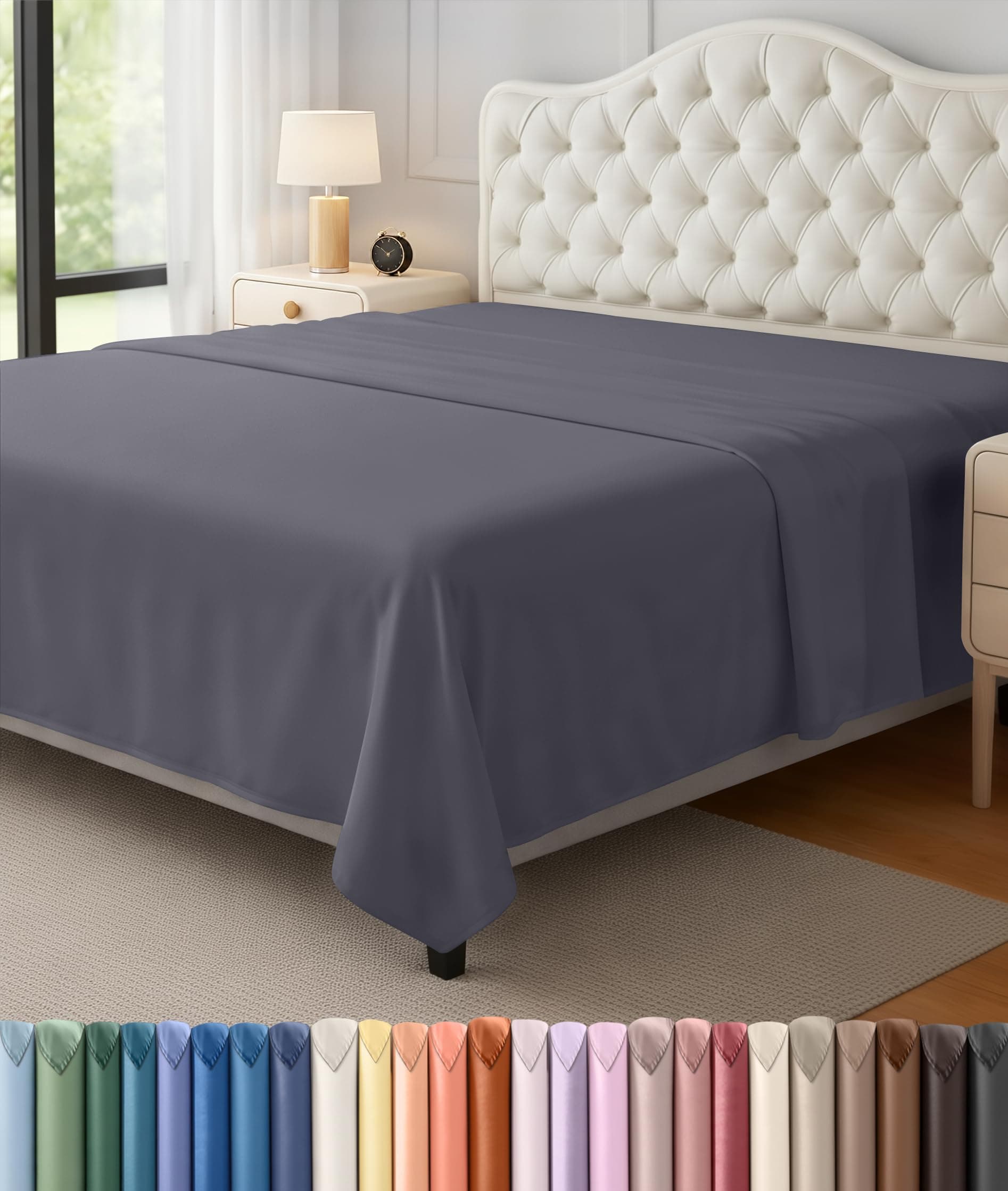 Utopia Bedding Flat Sheet - Soft Brushed Microfiber Fabric - Wrinkle, Shrinkage & Fade Resistant Top Sheet - Easy Care - 1 Flat Sheet Only (Full, Grey)