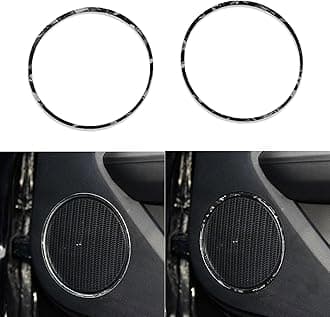 Car Inner Front Door Lower Panel Loudspeaker Horn Speaker Frame Decoration Sticker Glossy Black Forged Carbon Fiber Decoration Compatible with Ford Mustang 2015-2020 Auto Interior Accessories