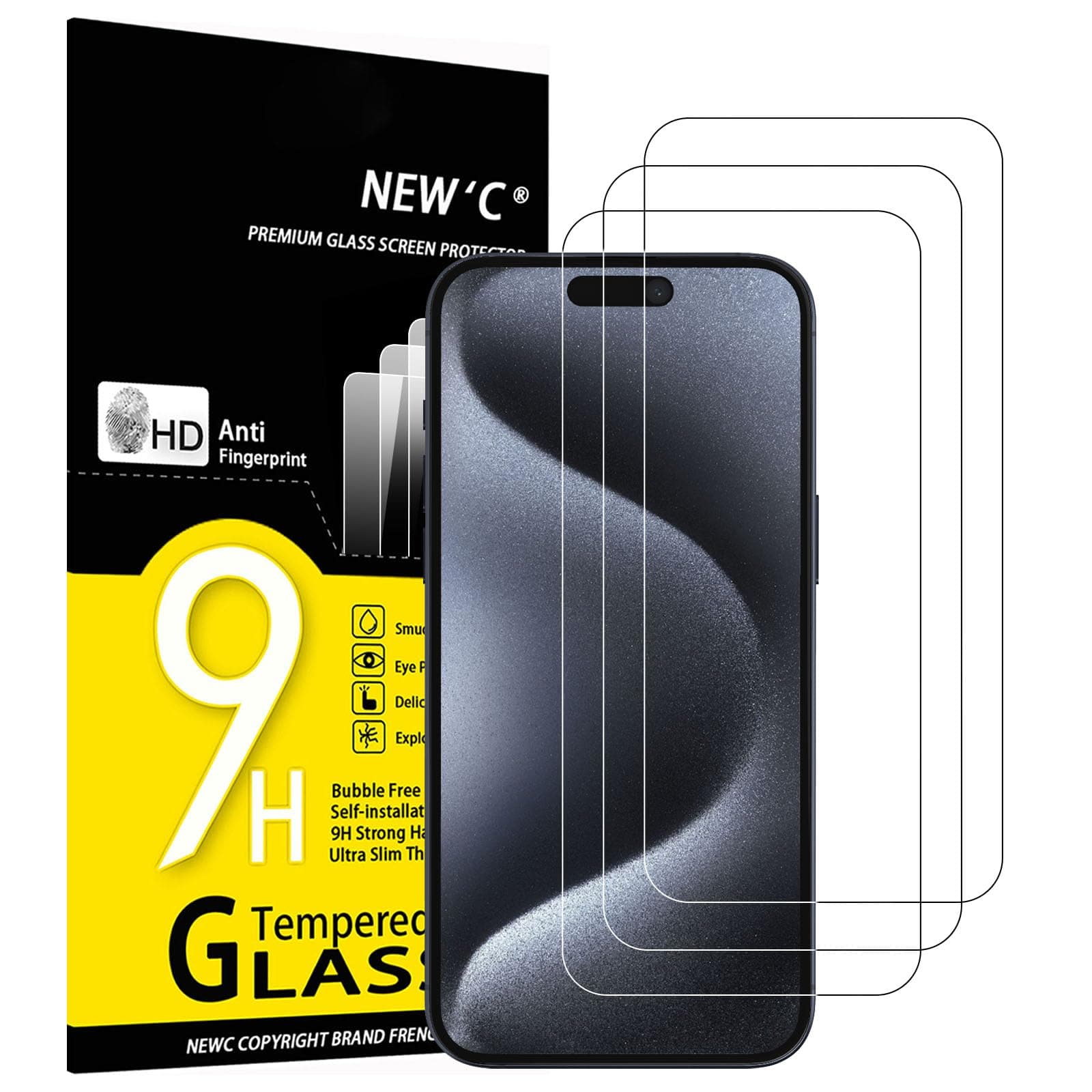 [3 Pack Designed for iPhone 15 Pro Max/ 15 Plus (6.7 Inch) Screen Protector Tempered Glass,Case Friendly Ultra Resistant