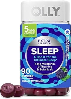 OLLY Extra Strength Sleep Gummy 5 mg Melatonin, L-Theanine, Chamomile, Lemon Balm Extracts, Sleep Aid, BlackBerry Flavor - 90 Count