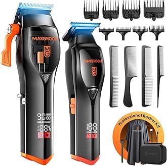 Professional Hair Clippers for Men, 9000 RPM with DLC Self-Sharped Blade, No Pulling or Snagging, Cordless Hair Cutting Clippers Kit, Electric Beard Trimmer, Barber Clippers Fades Set