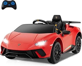 Licensed Lamborghini Huracan Ride on Car by INFANS, 12V Kids Electric Vehicle Battery Powered Toy with Remote Control, LED Lights, Spring Suspension, Bluetooth, MP3, Aged 3-8 Years (Red)