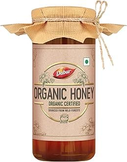 Dabur Organic Honey - 300g | 100% Pure and Natural | NPOP Organic Certified | Raw, Unprocessed & Unpasteurized Honey | No Sugar Adulteration