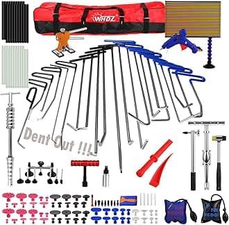 WHDZ Paintless Dent Repair Rods Kit Tools Repair Hammer LED Double Stripe Line Board 21pcs Rods for Car Auto Dent Hail Damage Removal Kit
