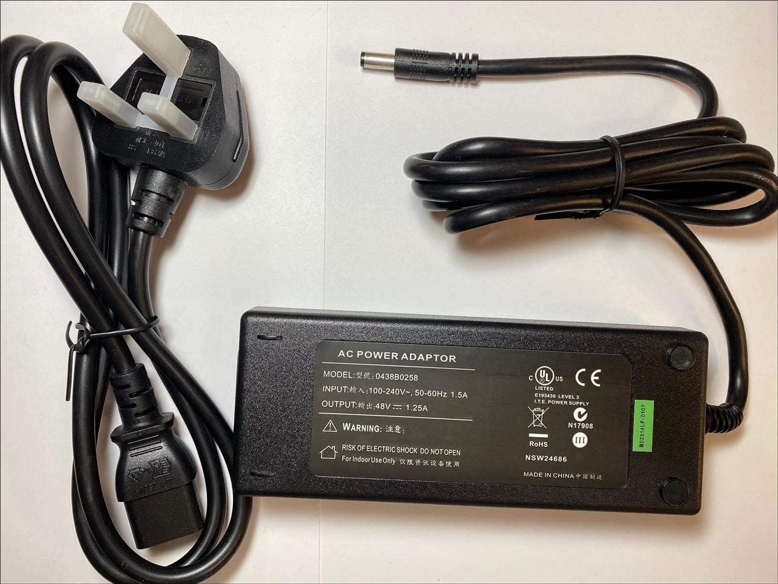 Replacement for 48V AC-DC Adapter Power Supply for Polycom VVX500 VVX 500 Business Media Phone