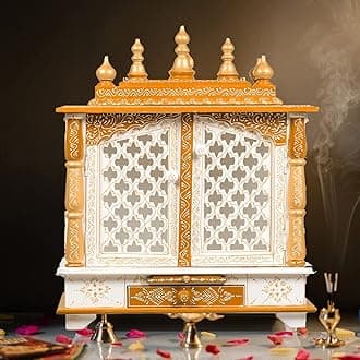 Wooden Temple, Pooja Mandir, Pooja Mandap for Home (Red, 18 x 12 x 24 inch)