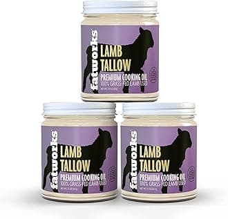 Fatworks Premium Lamb (Mutton) Tallow, 100% Grass-Fed Grass-Finished, Pasture Raised, Artisanally Rendered, Gourmet, Ethnic Cooking, Baking, Frying, WHOLE30 APPROVED, KETO, PALEO, 7.5 oz.