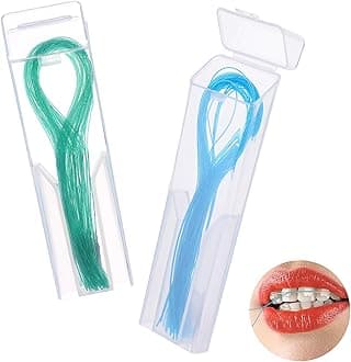 Amabro Dental Floss Threaders, 100PCS Dental Floss Deep Clean Dental Threader Interdental Floss for Braces Bridges Implants Oral Health Care 2Pack(Green)