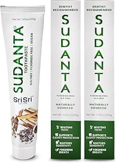 Sri Sri Tattva Sudanta Herbal Toothpaste – Fluoride-Free & SLS-Free Ayurvedic Toothpaste with Clove & Cinnamon – Mild Taste, Fresh Breath & Daily Oral Care – 200g Pack of 2