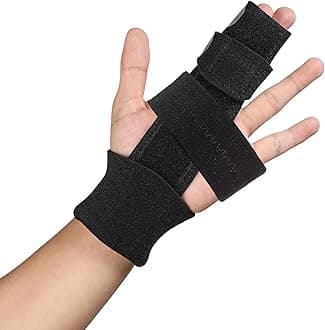 2 Finger Splint, Adjustable Finger Brace, Finger Metal Support for Broken Fingers, Mallet Finger Splints, Trigger Finger Straightener, Arthritis, Pain Relief, Injury, Fracture, Sprains(S/M)