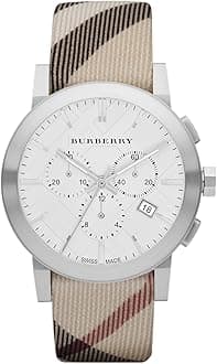 100% ORIGINAL NEW Burberry Mens City Leather Strap Nova Check Watch BU9357