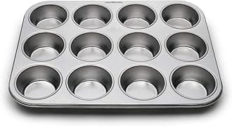 Muffin and Cupcake Pan, 12 Standard Cup, Stainless Steel