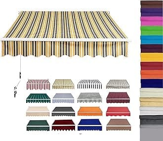 Retractable Patio Awning Replacement Fabric (Without Frame) Waterproof Shade Sun Shade Awning Cover Outdoor Patio Canopy Sunsetter Deck Awnings Polyester(A,(17x11ft) 5.2x3.35m)