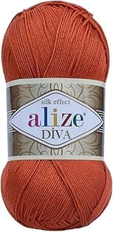 Diva Silk Effect 100% Microfiber Acrylic Yarn 1 Ball skeins 100gr 383yds Color (36 - Terra)