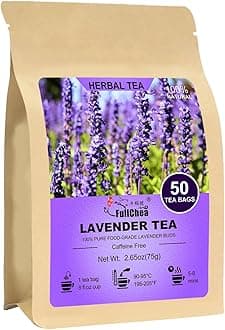 FullChea - Lavender Tea Bags, 50 Teabags - Pure Lavender Flowers for Relaxation - Caffeine-Free Floral Tea for Sleep & Wellness