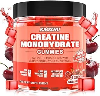 Creatine Monohydrate Gummies 5600mg for Men & Women, 120 CT Chewable Creatine Gummies for Muscle Support, Energy Boost, 5.6g of Creatine Monohydrate per Serving - Sugar Free, Vegan (Cherry Flavor)