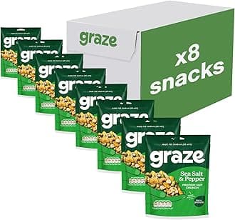 Graze - Salt & Pepper Savory Snacks - Vegan Savoury Snacks, High in Protein & Fibre - Pack of 8 snacks