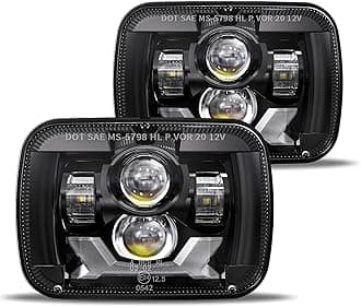 Pair 180W 1000% Bright H6054 5x7 7x6 Led Headlights Compatible with Jeep Cherokee XJ Wrangler YJ DOT Anti-glare DRL Turn Signal Hi/Low Sealed Beam Ford Chevy GMC Toyota Nissan Dodge etc Black