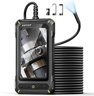 Anykit Borescope Inspection Camera With Light, 4.3" HD Screen, Waterproof Digital Snake Camera, Semi-Rigid Cable Bore Scope for Pipe, Engine, Inside Wall, Duct (16.5 FT)