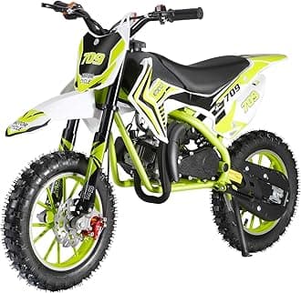 Rutaqian 49cc Kids Ride On Motorcycle, Kids Dirt Bike Gas Power Motorcycle, Children Pocket Motorbike, Motorbike Max Speed 30KM/H for Ages 6-18 Children Green-1