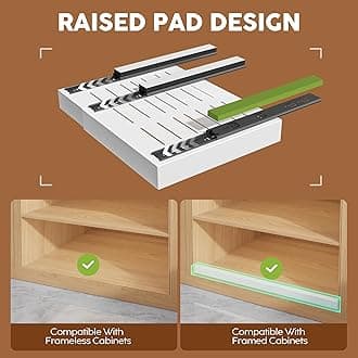 Expandable Pull Out Cabinet Organizer Adhesive,21"Deep 1Pack Slide Out Drawer for Kitchen Cabinets,Cabinet Pull Out Shelves For Kitchen Pantry Organization Adjustable Width 12.4"-20.47"White