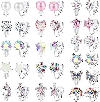 NEWITIN 16 Pairs Clip On Earrings for Women Cute Earring Charming Fashion Dangle Drop Earring Non Piercing Clip on Dangle Earrings for Women