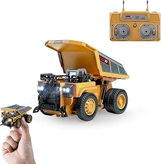 BRRRRT 1/64 RC Dump Truck,Mini Dump Truck Toy,8-Channel Remote Control Toy with Metal Bed & Light, RC Construction Vehicles,Type-C Built-in Battery,Birthday Gifts for Boys and Girls Age 3+