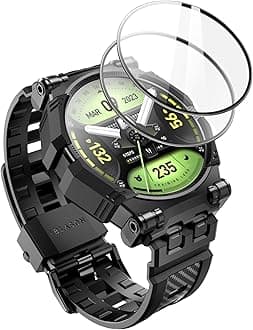 i-Blason Armorbox Compatible with Samsung Galaxy Watch 6 Classic [47mm], Rugged Durable TPU Galaxy Watch 6 Classic Band with 2-Pack Tempered Glass Screen Protector