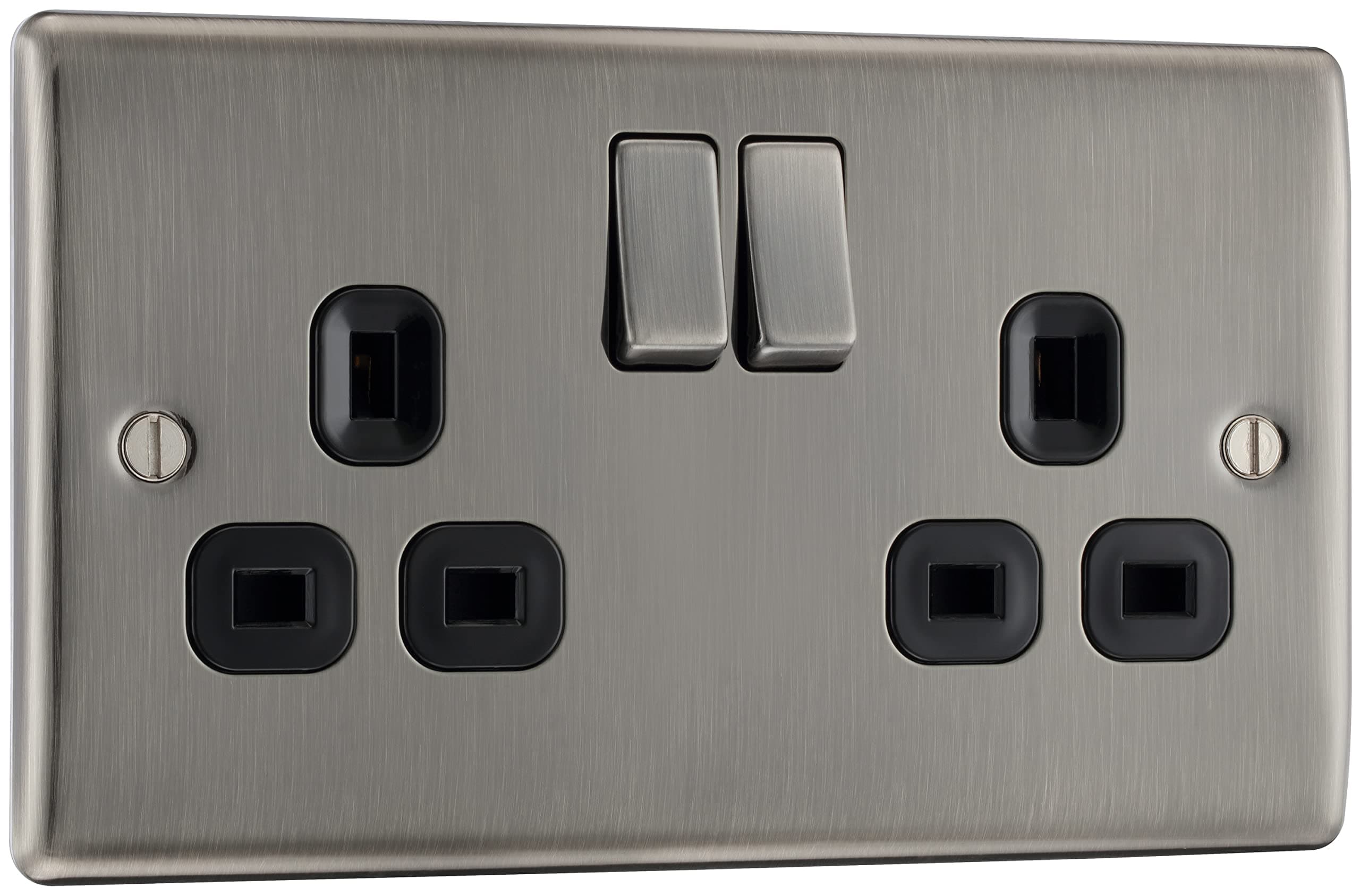 BG Electrical Double Plug Socket, Black