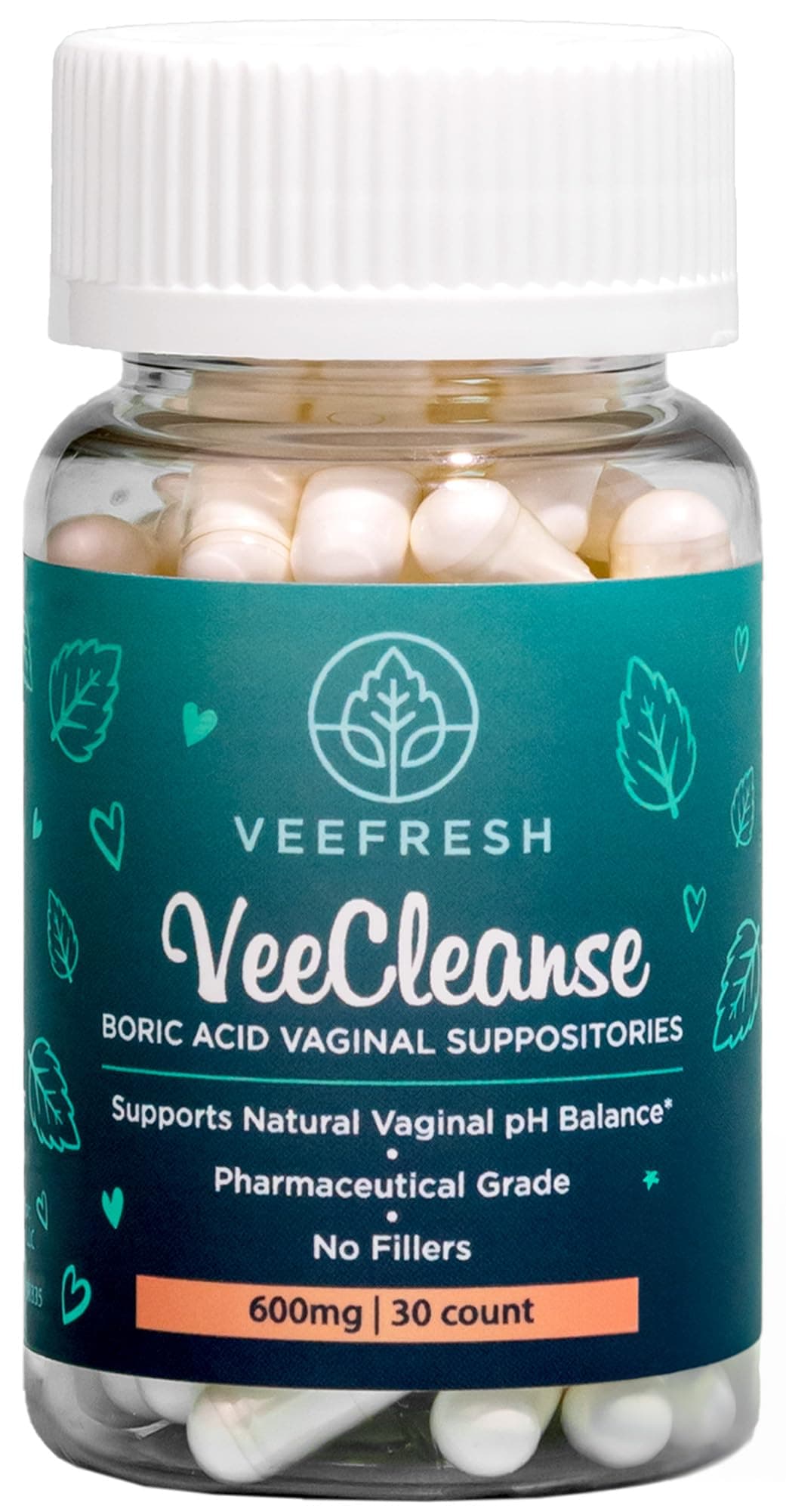 VeeFresh Boric Acid Vaginal Suppositories VeeCleanse